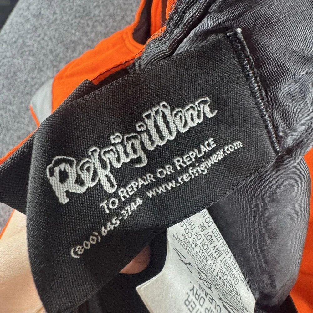RefrigiWear Bib Overalls Mens XL Orange Insulated Hi Vis Reflective USA Workwear